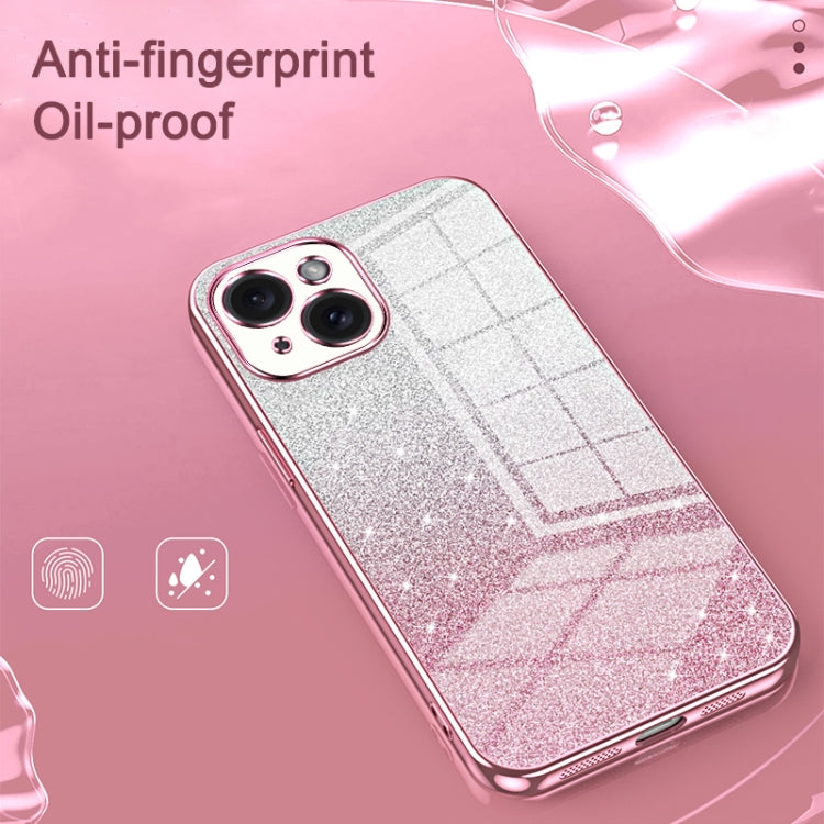 حافظة هاتف مطلية بالكهرباء مع مسحوق براق متدرج، لهواتف iPhone 17e / 16e، iPhone 17 Pro Max، iPhone 17 Pro، iPhone 17، iPhone Air، iPhone 16 Pro Max