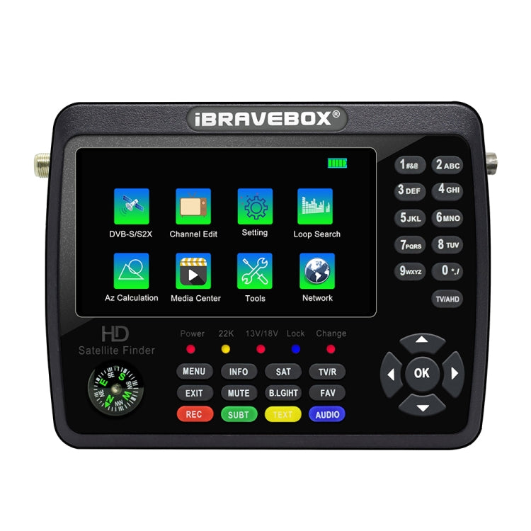 جهاز قياس إشارة الأقمار الصناعية الرقمي iBRAVEBOX V10 Finder Max+ بشاشة 4.3 بوصة، يدعم DVB-S/S2/S2X AHD، قابس الاتحاد الأوروبي، الولايات المتحدة، المملكة المتحدة، أستراليا