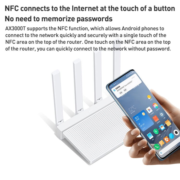 راوتر شاومي أصلي AX3000T ثنائي النطاق 2.4GHz/5GHz مع معالج 1.3GHz يدعم اتصال NFC، قابس الولايات المتحدة، AX3000T