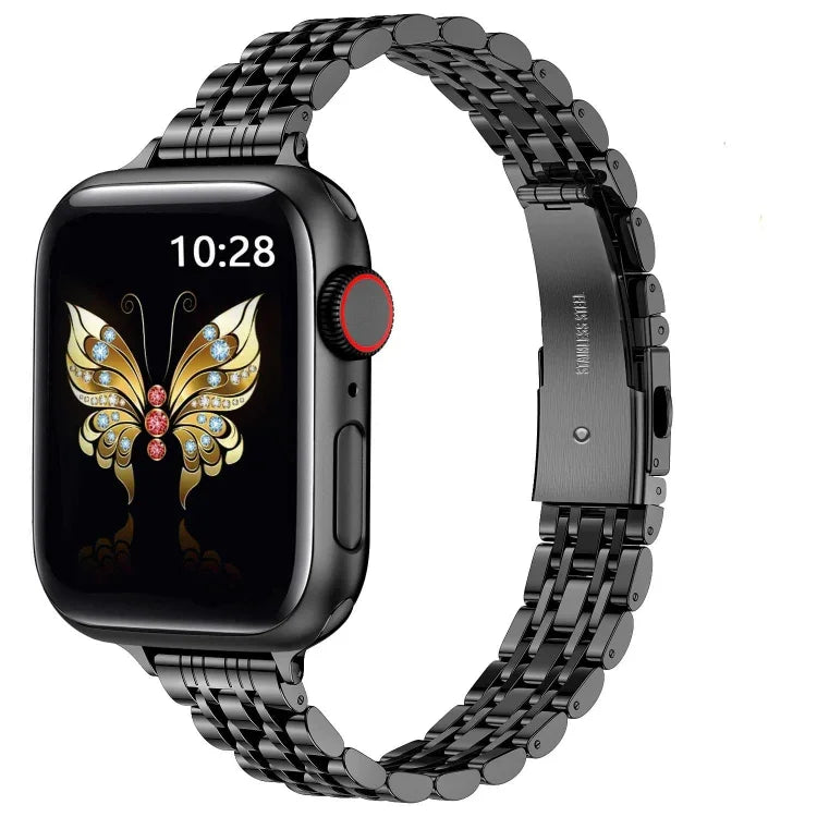 سوار ساعة معدني بحلقة رماية نحيفة بسبع خرزات، لساعة Apple Watch SE 2023 44 مم، لساعة Apple Watch SE 2023 40 مم، لساعة Apple Watch Ultra 2 49 مم، لساعة Apple Watch Series 9 45 مم، لساعة Apple Watch Series 9 41 مم، لساعة Apple Watch Ultra 49 مم