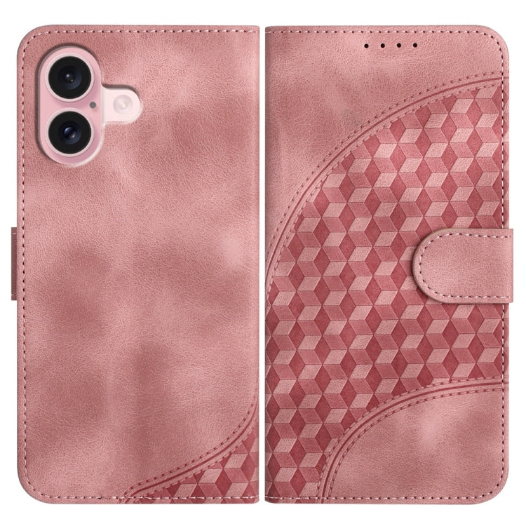 غطاء هاتف جلدي منقوش برأس فيل مع حبل معلق، لهواتف iPhone 16 Pro، iPhone 16 Plus، iPhone 16، iPhone 15 Pro Max، iPhone 15 Pro، iPhone 15 Plus