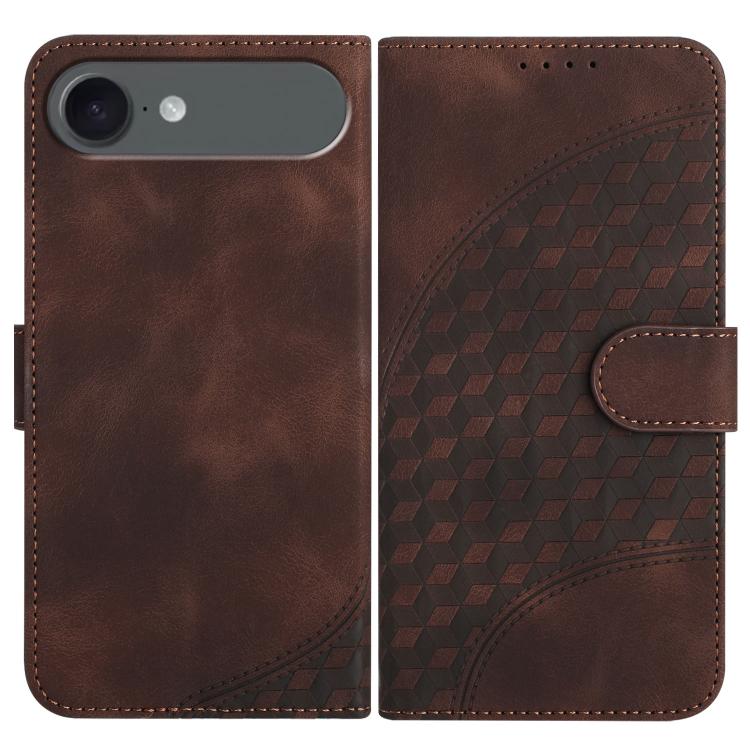 غطاء هاتف جلدي منقوش برأس فيل مع حبل معلق، لهواتف iPhone 17e / 16e، iPhone 17 Pro Max، iPhone 17 Pro، iPhone 17، iPhone Air، iPhone 16 Pro Max