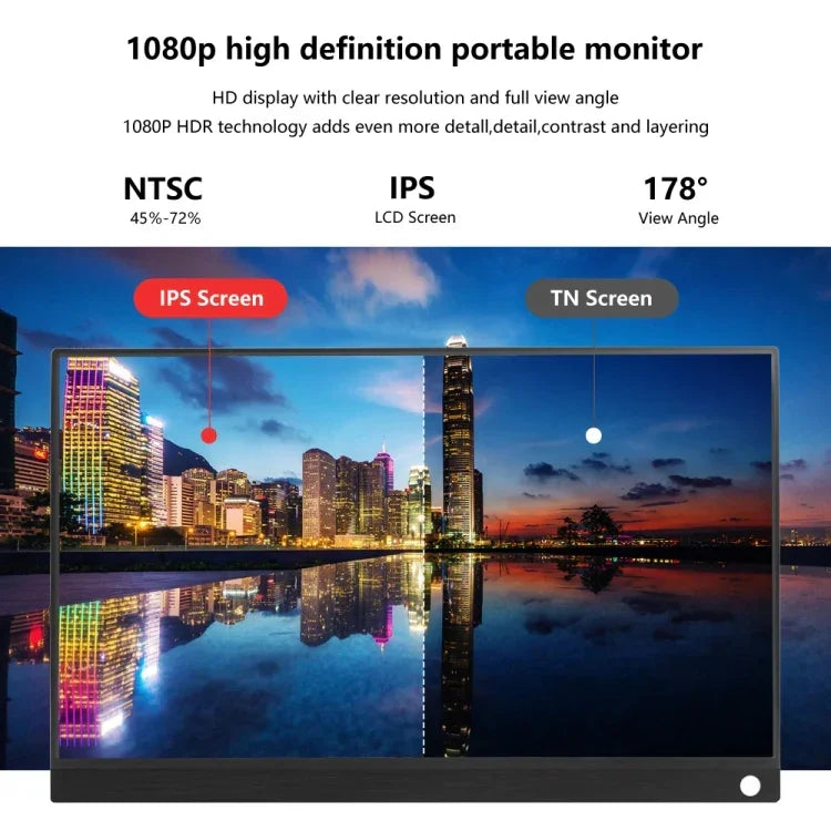 شاشة محمولة 15.6 بوصة HDR بدقة 1080 بكسل IPS، 15.6 بوصة 1080P