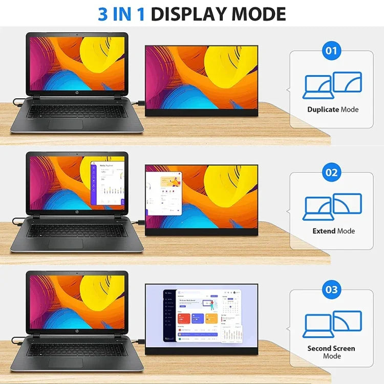 شاشة محمولة 15.6 بوصة HDR بدقة 1080 بكسل IPS، 15.6 بوصة 1080P