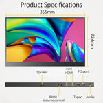شاشة محمولة 15.6 بوصة HDR بدقة 1080 بكسل IPS، 15.6 بوصة 1080P