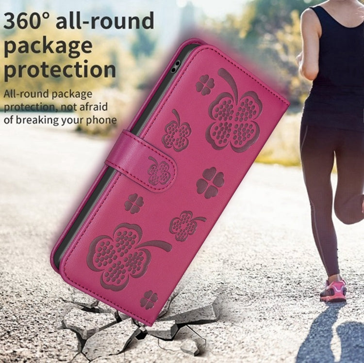 غطاء هاتف من الجلد المنقوش بأوراق البرسيم الرباعية، لهواتف iPhone 7 / 8 / SE 2022، لهاتف iPhone 13 Pro Max، لهاتف iPhone 13 Pro، لهاتف iPhone 13، لهواتف iPhone 12 / 12 Pro، لهاتف iPhone 12 Pro Max، لهاتف iPhone 11 Pro Max، لهاتف iPhone 11