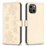غطاء هاتف من الجلد المنقوش بأوراق البرسيم الرباعية، لهواتف iPhone 7 / 8 / SE 2022، لهاتف iPhone 13 Pro Max، لهاتف iPhone 13 Pro، لهاتف iPhone 13، لهواتف iPhone 12 / 12 Pro، لهاتف iPhone 12 Pro Max، لهاتف iPhone 11 Pro Max، لهاتف iPhone 11