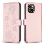 غطاء هاتف من الجلد المنقوش بأوراق البرسيم الرباعية، لهواتف iPhone 7 / 8 / SE 2022، لهاتف iPhone 13 Pro Max، لهاتف iPhone 13 Pro، لهاتف iPhone 13، لهواتف iPhone 12 / 12 Pro، لهاتف iPhone 12 Pro Max، لهاتف iPhone 11 Pro Max، لهاتف iPhone 11