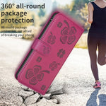 غطاء هاتف من الجلد المنقوش بأوراق البرسيم الرباعية، لهاتف iPhone 11 Pro، لهواتف iPhone X / XS، لهاتف iPhone XR، لهاتف iPhone XS Max، لهواتف iPhone 7 Plus / 8 Plus