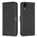 غطاء هاتف من الجلد المنقوش بأوراق البرسيم الرباعية، لهاتف iPhone 11 Pro، لهواتف iPhone X / XS، لهاتف iPhone XR، لهاتف iPhone XS Max، لهواتف iPhone 7 Plus / 8 Plus