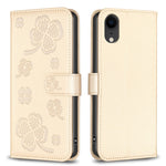 غطاء هاتف من الجلد المنقوش بأوراق البرسيم الرباعية، لهاتف iPhone 11 Pro، لهواتف iPhone X / XS، لهاتف iPhone XR، لهاتف iPhone XS Max، لهواتف iPhone 7 Plus / 8 Plus