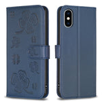 غطاء هاتف من الجلد المنقوش بأوراق البرسيم الرباعية، لهاتف iPhone 11 Pro، لهواتف iPhone X / XS، لهاتف iPhone XR، لهاتف iPhone XS Max، لهواتف iPhone 7 Plus / 8 Plus