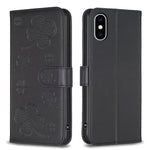 غطاء هاتف من الجلد المنقوش بأوراق البرسيم الرباعية، لهاتف iPhone 11 Pro، لهواتف iPhone X / XS، لهاتف iPhone XR، لهاتف iPhone XS Max، لهواتف iPhone 7 Plus / 8 Plus