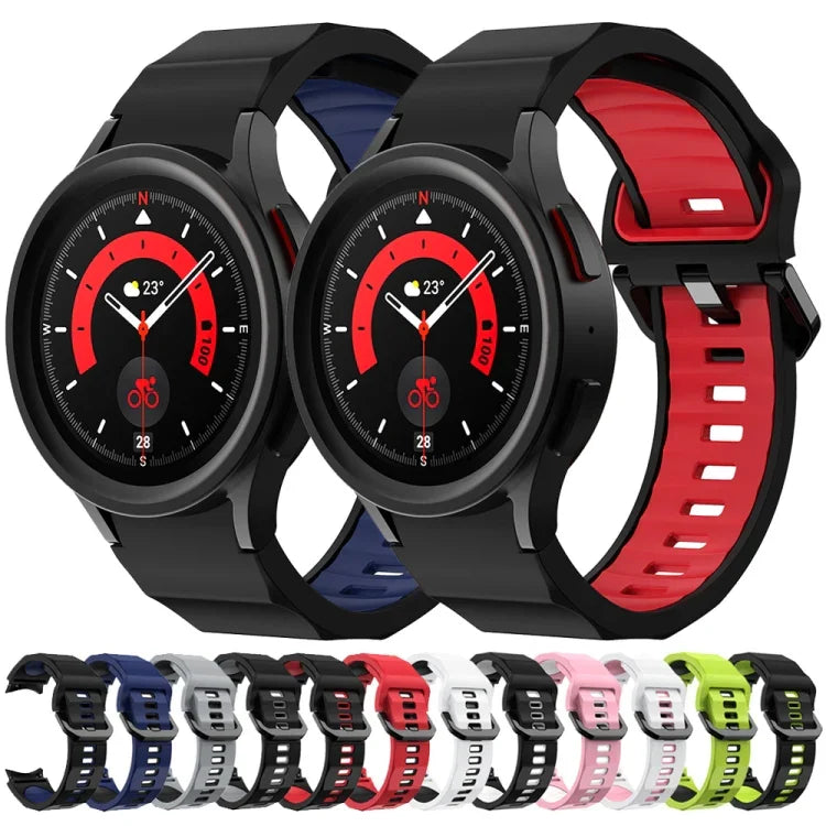 Wave Texture Two Color Silicone Watch Band, For Samsung Galaxy Watch 6