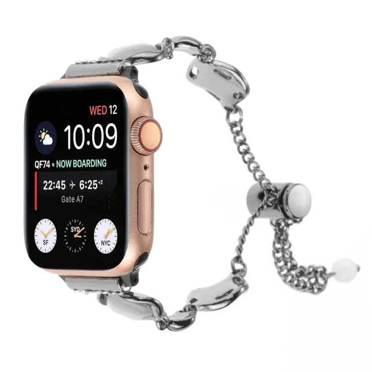 سوار ساعة معدني بسلسلة من الأصداف، لسلسلة Apple Watch مقاس 42مم، لسلسلة Apple Watch مقاس 38مم