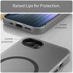 غطاء هاتف MagSafe من TPU شفاف مطفي + PC بتغطية كاملة، لهواتف iPhone 17e / 16e، لهاتف iPhone 17 Pro Max، لهاتف iPhone 17 Pro، لهاتف iPhone 17، لهاتف iPhone Air، لهاتف iPhone 16 Pro Max