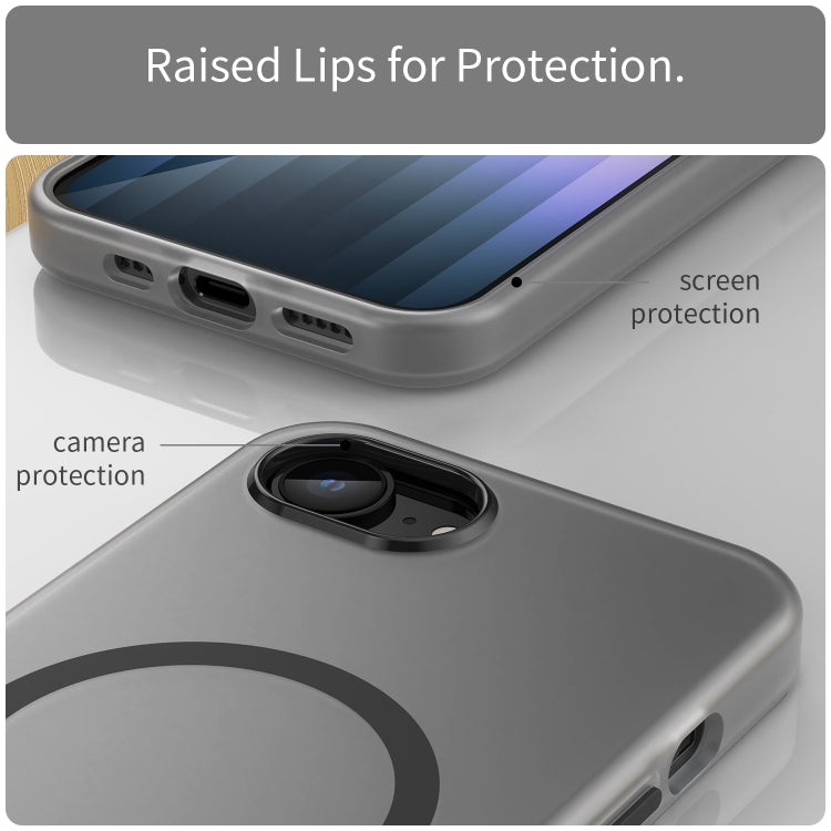 غطاء هاتف MagSafe من TPU شفاف مطفي + PC بتغطية كاملة، لهواتف iPhone 17e / 16e، لهاتف iPhone 17 Pro Max، لهاتف iPhone 17 Pro، لهاتف iPhone 17، لهاتف iPhone Air، لهاتف iPhone 16 Pro Max