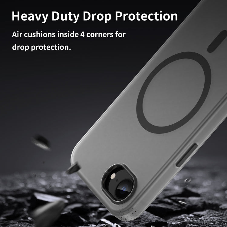 غطاء هاتف MagSafe من TPU شفاف مطفي + PC بتغطية كاملة، لهواتف iPhone 17e / 16e، لهاتف iPhone 17 Pro Max، لهاتف iPhone 17 Pro، لهاتف iPhone 17، لهاتف iPhone Air، لهاتف iPhone 16 Pro Max