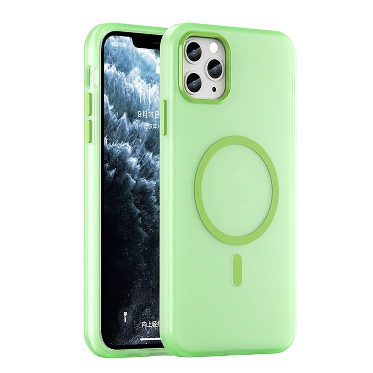 غطاء هاتف شفاف غير لامع من TPU + PC مع تغطية كاملة ومتوافق مع MagSafe، لجهاز iPhone 11 Pro