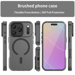 غطاء هاتف MagSafe من TPU شفاف مطفي + PC بتغطية كاملة، لهاتف iPhone 16 Pro، لهاتف iPhone 16 Plus، لهاتف iPhone 16، لهاتف iPhone 15 Pro Max، لهاتف iPhone 15 Pro