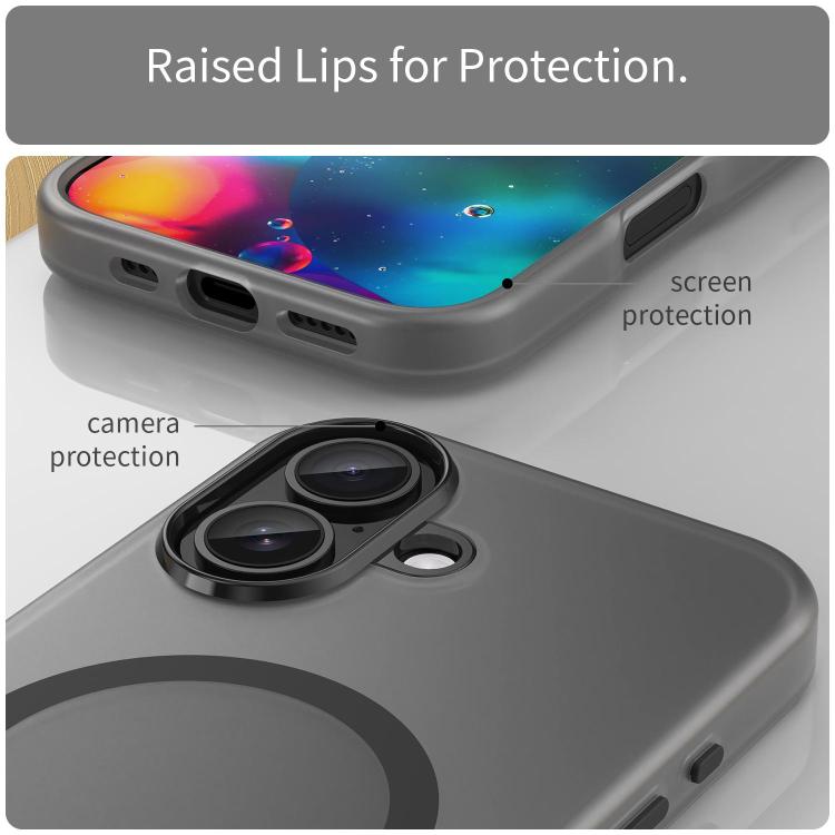 غطاء هاتف MagSafe من TPU شفاف مطفي + PC بتغطية كاملة، لهواتف iPhone 17e / 16e، لهاتف iPhone 17 Pro Max، لهاتف iPhone 17 Pro، لهاتف iPhone 17، لهاتف iPhone Air، لهاتف iPhone 16 Pro Max