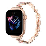 سوار ساعة معدني بسلسلة مرصعة بأحجار الراين بنقشة الفهد، لسلسلة Apple Watch مقاس 42مم، لسلسلة Apple Watch مقاس 38مم