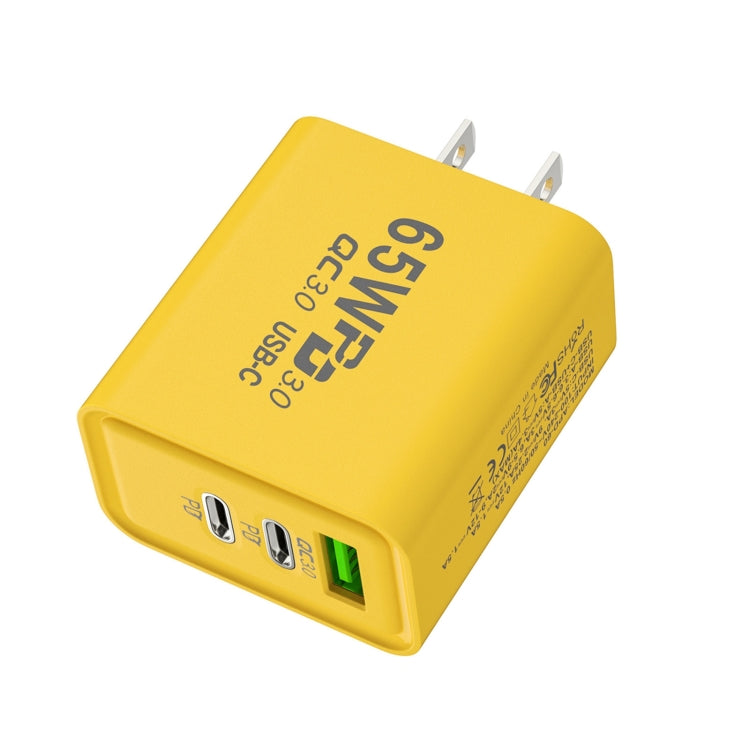 شاحن شحن سريع 65 واط نيتريد الغاليوم USB + Type-C، قابس الاتحاد الأوروبي، قابس الولايات المتحدة
