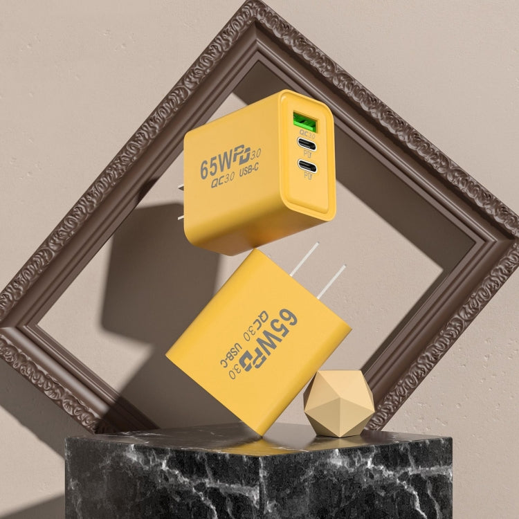 شاحن شحن سريع 65 واط نيتريد الغاليوم USB + Type-C، قابس الاتحاد الأوروبي، قابس الولايات المتحدة