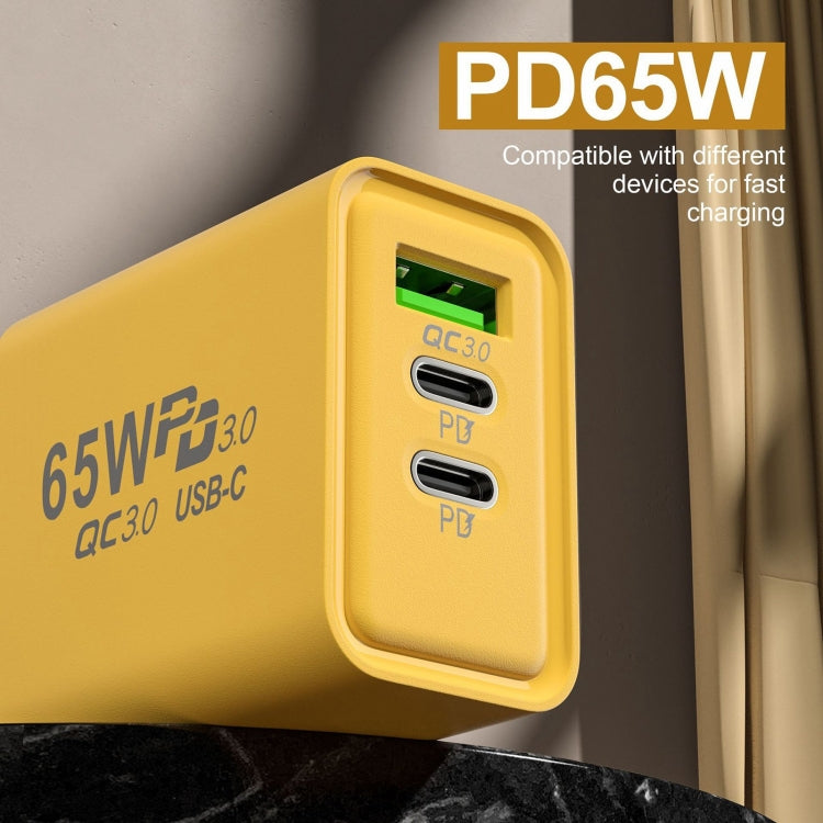 شاحن شحن سريع 65 واط نيتريد الغاليوم USB + Type-C، قابس الاتحاد الأوروبي، قابس الولايات المتحدة