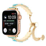 سوار ساعة معدني بسلسلة خرز الأصداف، لسلسلة Apple Watch مقاس 42مم، لسلسلة Apple Watch مقاس 38مم