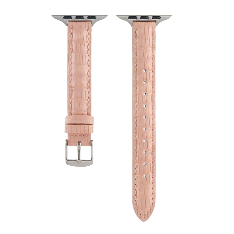 Slim Crocodile Leather Watch Band, For Apple Watch Series 8 41mm, For Apple Watch Series 8 45mm, For Apple Watch SE 2022 40mm, For Apple Watch SE 2022 44mm, For Apple Watch Series 7 41mm, For Apple Watch Series 7 45mm