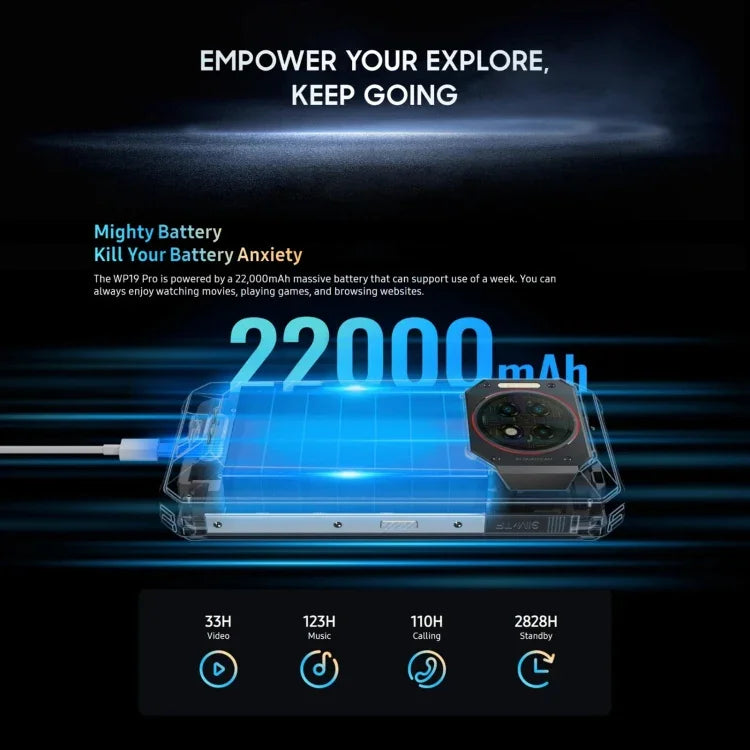 Oukitel WP19 Pro، شاشة 6.8 بوصة MediaTek Helio G99 ثماني النواة، NFC، الشبكة: 4G، WP19 Pro 8GB+256GB