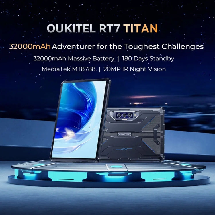 جهاز لوحي متين OUKITEL RT7 TITAN بشبكة 4G، مقاوم للماء والغبار IP68/IP69K، شاشة 10.1 بوصة، أندرويد 13، معالج MediaTek MT8788 ثماني النواة، يدعم شريحتي اتصال، قابس الاتحاد الأوروبي، RT7 4G 8GB+256GB