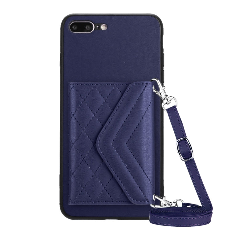 غطاء هاتف مع حقيبة بطاقات بنقشة ماسية وميزة RFID وحبل طويل، لجهاز iPhone 12 mini، لجهاز iPhone 11 Pro Max، لجهاز iPhone 11، لجهاز iPhone 11 Pro، لجهاز iPhone XS / X، لجهاز iPhone XR، لجهاز iPhone XS Max، لجهاز iPhone 8 Plus / 7 Plus