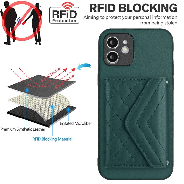 غطاء هاتف مع حقيبة بطاقات بنقشة ماسية وميزة RFID وحبل طويل، لجهاز iPhone 12 mini، لجهاز iPhone 11 Pro Max، لجهاز iPhone 11، لجهاز iPhone 11 Pro، لجهاز iPhone XS / X، لجهاز iPhone XR، لجهاز iPhone XS Max، لجهاز iPhone 8 Plus / 7 Plus