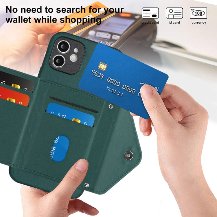 غطاء هاتف مع حقيبة بطاقات بنقشة ماسية وميزة RFID وحبل طويل، لجهاز iPhone 12 mini، لجهاز iPhone 11 Pro Max، لجهاز iPhone 11، لجهاز iPhone 11 Pro، لجهاز iPhone XS / X، لجهاز iPhone XR، لجهاز iPhone XS Max، لجهاز iPhone 8 Plus / 7 Plus