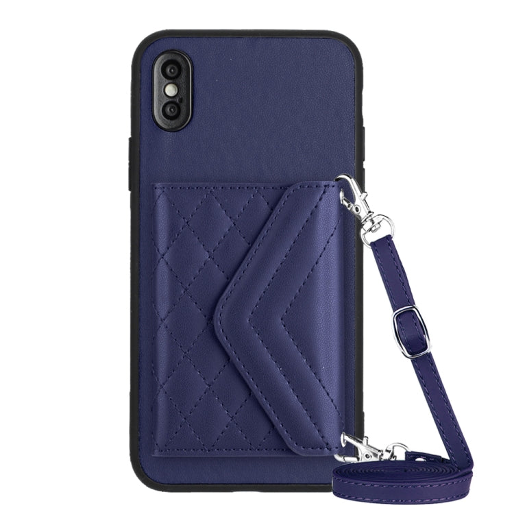 غطاء هاتف مع حقيبة بطاقات بنقشة ماسية وميزة RFID وحبل طويل، لجهاز iPhone 12 mini، لجهاز iPhone 11 Pro Max، لجهاز iPhone 11، لجهاز iPhone 11 Pro، لجهاز iPhone XS / X، لجهاز iPhone XR، لجهاز iPhone XS Max، لجهاز iPhone 8 Plus / 7 Plus