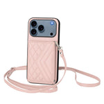 غطاء هاتف مع حقيبة بطاقات بنقشة ماسية وميزة RFID وحبل طويل، لجهاز iPhone 17 Pro Max، لجهاز iPhone 17 Pro، لجهاز iPhone 17، لجهاز iPhone Air، لجهاز iPhone 16 Pro Max، لجهاز iPhone 16 Pro، لجهاز iPhone 16 Plus، لجهاز iPhone 16