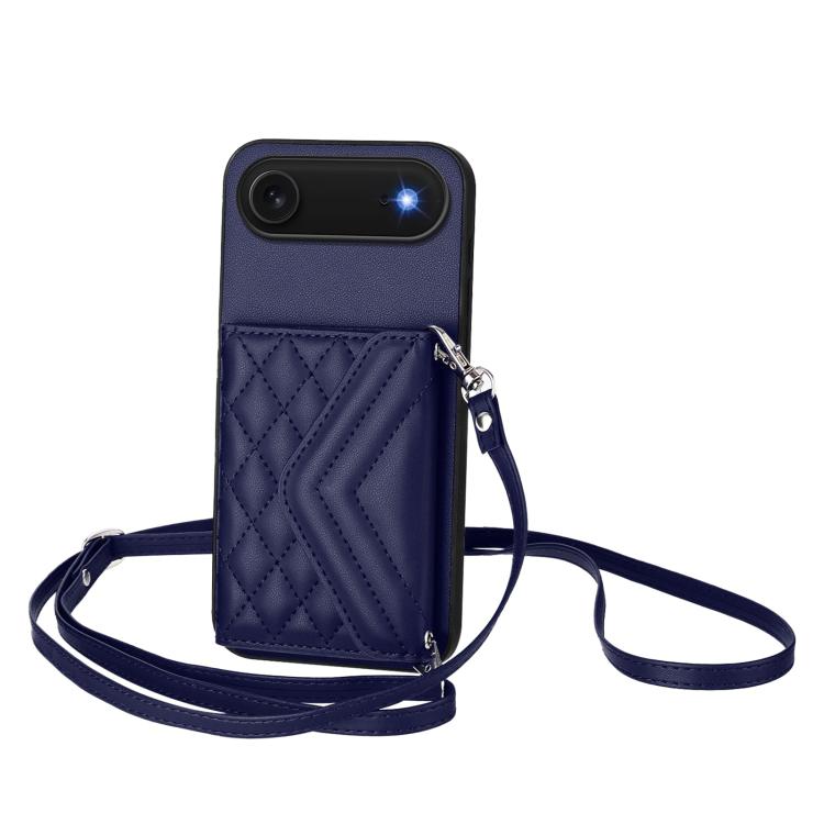 غطاء هاتف مع حقيبة بطاقات بنقشة ماسية وميزة RFID وحبل طويل، لجهاز iPhone 17 Pro Max، لجهاز iPhone 17 Pro، لجهاز iPhone 17، لجهاز iPhone Air، لجهاز iPhone 16 Pro Max، لجهاز iPhone 16 Pro، لجهاز iPhone 16 Plus، لجهاز iPhone 16