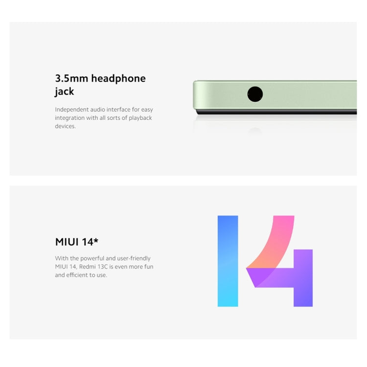 Xiaomi Redmi 13C 5G، شاشة 6.74 بوصة MIUI 14 معالج MediaTek Dimensity 6100+ ثماني النواة 2.2 جيجاهرتز، NFC، الشبكة: 5G، لا يدعم Google Play، 6GB+128GB