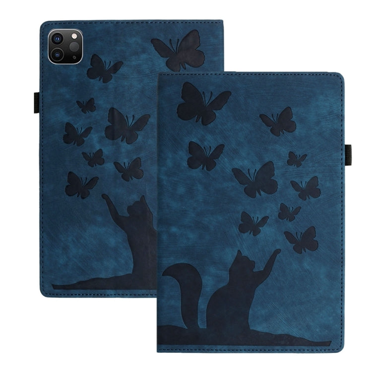 غطاء لوحي من الجلد بنقش قطة فراشة، لجهاز iPad Air 13 2026 / 2025 / 2024، لجهاز iPad Air 11 2026 / 2025 / 2024، لجهاز iPad Pro 13 2025 / 2024، لجهاز iPad Pro 11 2025 / 2024، لجهاز iPad mini 2024 / 2021