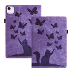 غطاء لوحي من الجلد بنقش قطة فراشة، لجهاز iPad Air 13 2026 / 2025 / 2024، لجهاز iPad Air 11 2026 / 2025 / 2024، لجهاز iPad Pro 13 2025 / 2024، لجهاز iPad Pro 11 2025 / 2024، لجهاز iPad mini 2024 / 2021