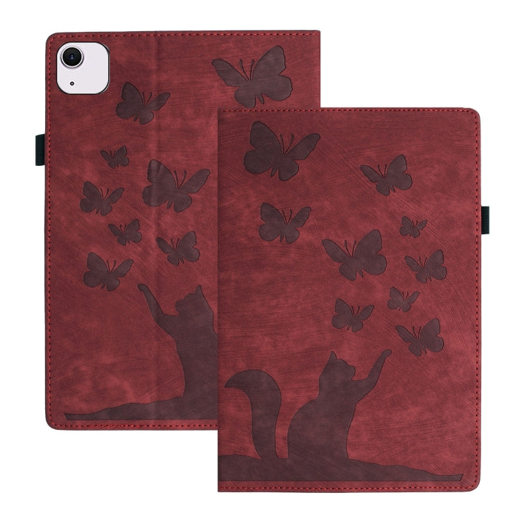 غطاء لوحي من الجلد بنقش قطة فراشة، لجهاز iPad Air 13 2026 / 2025 / 2024، لجهاز iPad Air 11 2026 / 2025 / 2024، لجهاز iPad Pro 13 2025 / 2024، لجهاز iPad Pro 11 2025 / 2024، لجهاز iPad mini 2024 / 2021
