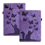 غطاء لوحي من الجلد بنقش قطة فراشة، لجهاز iPad Air 13 2026 / 2025 / 2024، لجهاز iPad Air 11 2026 / 2025 / 2024، لجهاز iPad Pro 13 2025 / 2024، لجهاز iPad Pro 11 2025 / 2024، لجهاز iPad mini 2024 / 2021