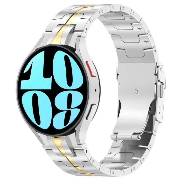سوار ساعة من الفولاذ المقاوم للصدأ بنمط الأزرار، لسامسونج Galaxy Watch 6 / 6 Classic