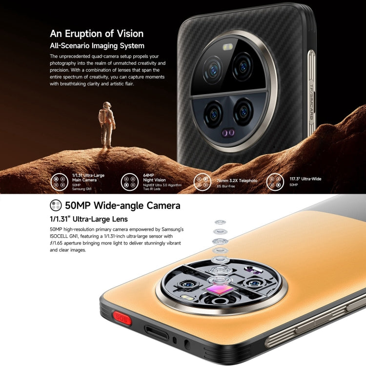 Ulefone Armor 23 Ultra هاتف متين، شاشة 6.78 بوصة أندرويد 13 معالج MediaTek Dimensity 8020 ثماني النواة حتى 2.6 جيجاهرتز، الشبكة: 5G، NFC، OTG، رسائل عبر الأقمار الصناعية، 12GB+512GB