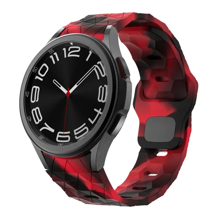 سوار ساعة سيليكون بنمط كرة القدم مع إبزيم عكسي، لسامسونج Galaxy Watch 6 / 6 Classic