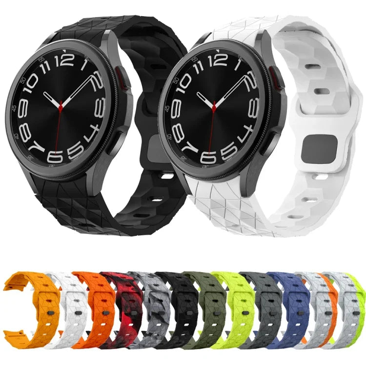 سوار ساعة سيليكون بنمط كرة القدم مع إبزيم عكسي، لسامسونج Galaxy Watch 6 / 6 Classic