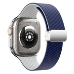 سوار ساعة بحلقة فضية مغناطيسية من ألياف الكربون، لـ Apple Watch مقاس 42مم، لـ Apple Watch مقاس 38مم
