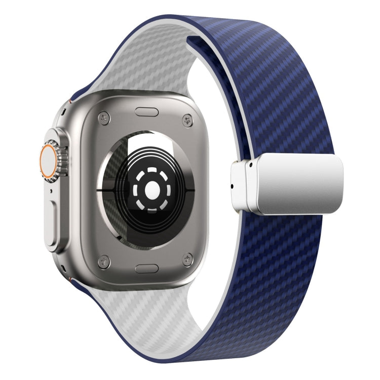 سوار ساعة بحلقة فضية مغناطيسية من ألياف الكربون، لـ Apple Watch مقاس 42مم، لـ Apple Watch مقاس 38مم